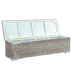 Boîte de rangement 120 cm Blanc Rotin naturel kubu et manguier