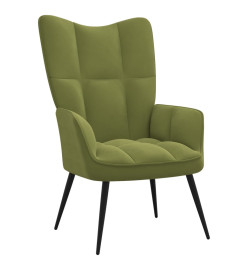 Chaise de relaxation avec repose-pied Vert clair Velours