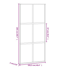 Porte coulissante blanc 102,5x205 cm verre trempé aluminium