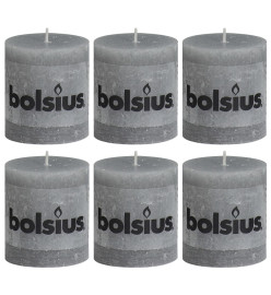 Bolsius Bougies pilier rustiques 6 pcs 80 x 68 mm Gris clair