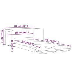 Canapé-lit 2 en 1 gris foncé 112x174x55 cm tissu
