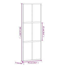 Porte coulissante noir 76x205 cm verre trempé aluminium