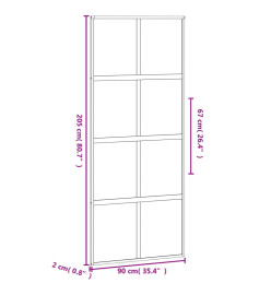 Porte coulissante noir 76x205 cm verre trempé aluminium