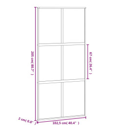 Porte coulissante noir 102,5x205 cm verre trempé aluminium