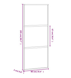 Porte coulissante noir 90x205 cm verre trempé aluminium