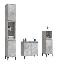 Ensemble de meubles de salle de bain 3 pcs gris béton