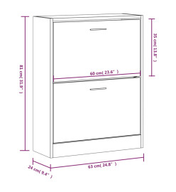 Armoire à chaussure Blanc brillant 63x24x81 cm Bois ingénierie