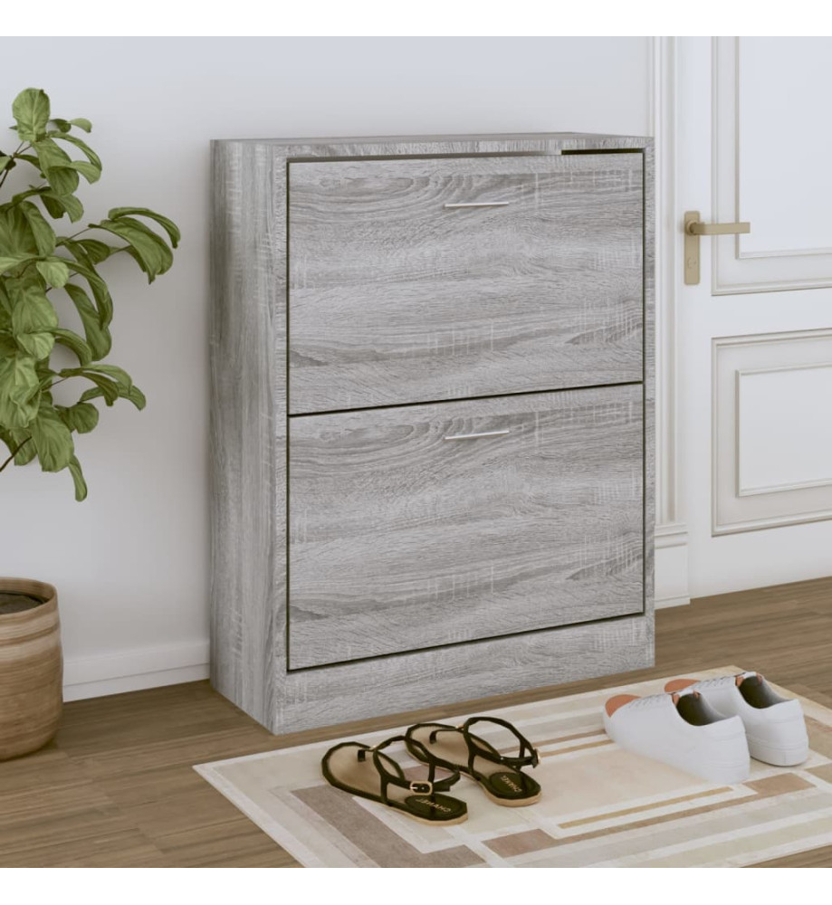 Armoire à chaussures Sonoma gris 63x24x81 cm Bois d'ingénierie