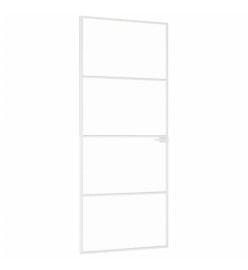 Porte d'intérieur Blanc 83x201,5 cm Trempé verre aluminium fin