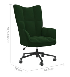 Chaise de relaxation Vert foncé Velours