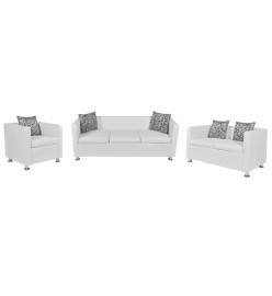 Jeu de canapé à 2 places et à 3 places et fauteuil Blanc