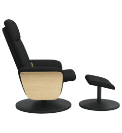 Fauteuil de massage inclinable avec repose-pied noir tissu