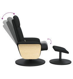 Fauteuil de massage inclinable avec repose-pied noir tissu