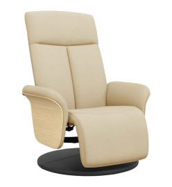 Fauteuil inclinable avec repose-pied crème tissu