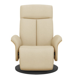 Fauteuil inclinable avec repose-pied crème tissu