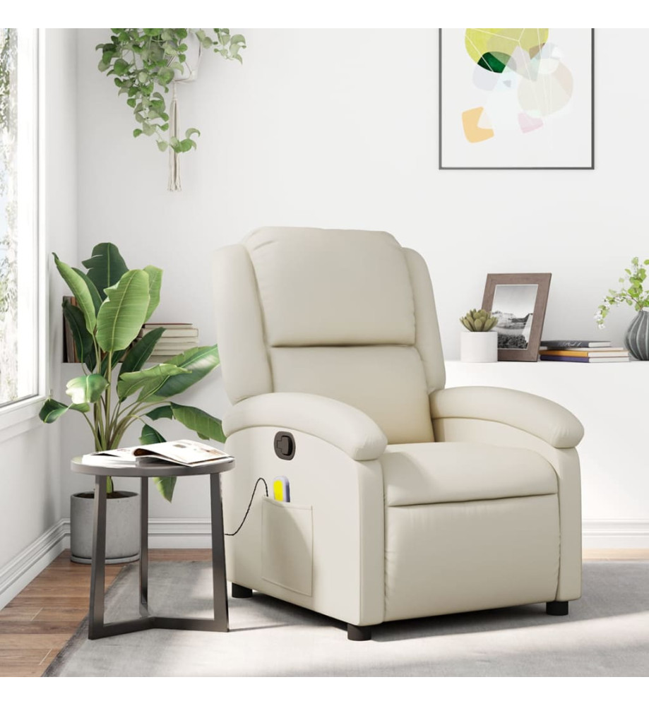 Fauteuil inclinable de massage Crème Similicuir