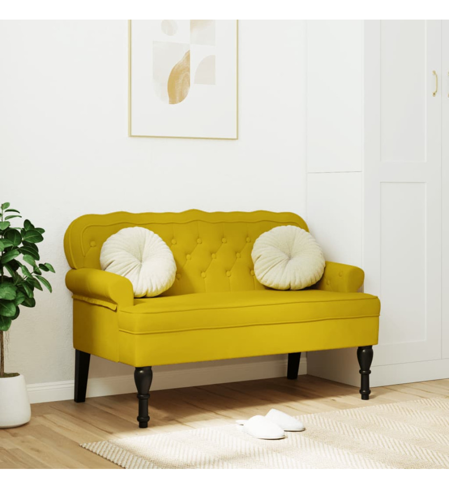 Banc avec dossier jaune 119,5x64,5x75 cm velours