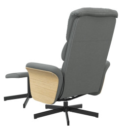 Fauteuil de massage inclinable et repose-pieds gris foncé tissu