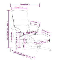 Fauteuil de massage inclinable et repose-pieds gris foncé tissu