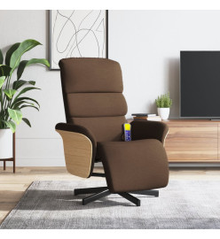 Fauteuil inclinable de massage avec repose-pieds marron tissu