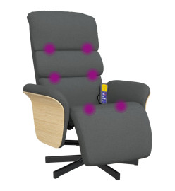 Fauteuil inclinable de massage et repose-pieds gris foncé tissu