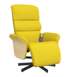 Fauteuil inclinable de massage repose-pieds jaune clair tissu