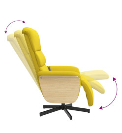 Fauteuil inclinable de massage repose-pieds jaune clair tissu