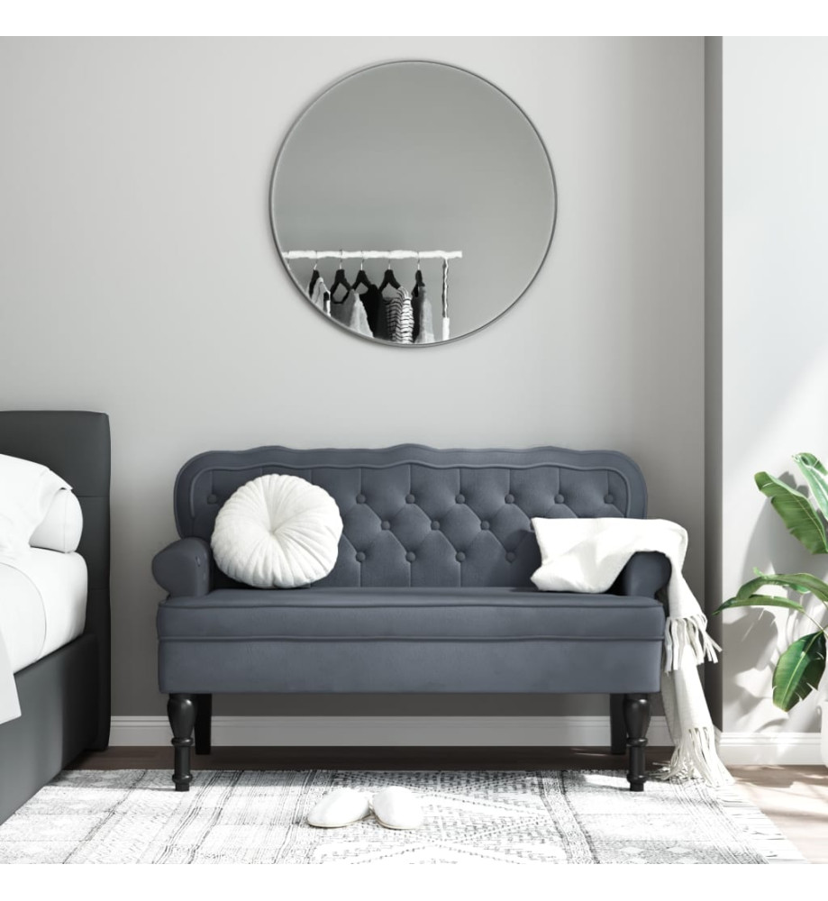 Banc avec dossier gris foncé 119,5x64,5x75 cm velours