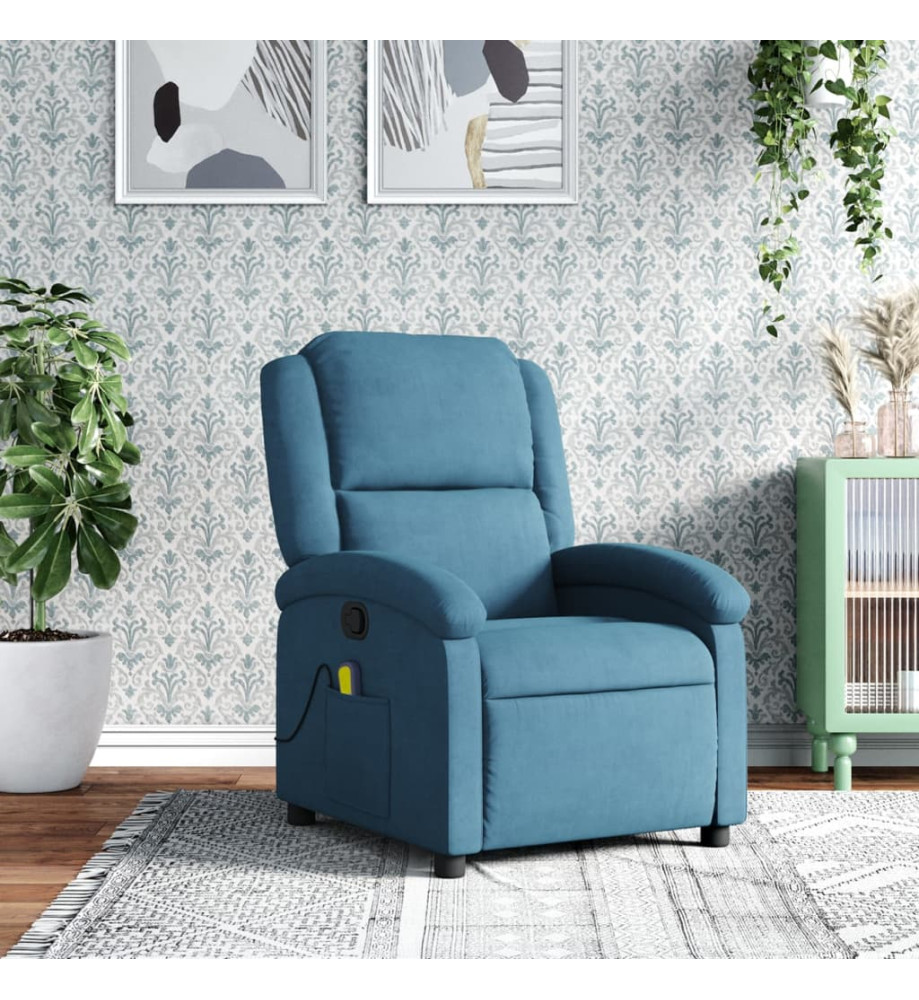 Fauteuil inclinable de massage bleu velours