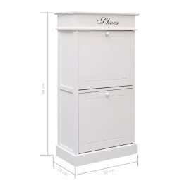 Armoire à chaussures Blanc 50 x 28 x 98 cm Bois de Paulownia