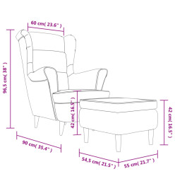 Fauteuil à oreilles avec tabouret crème velours