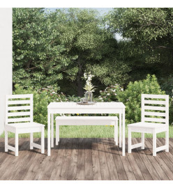 Ensemble à dîner de jardin 4 pcs blanc bois massif de pin