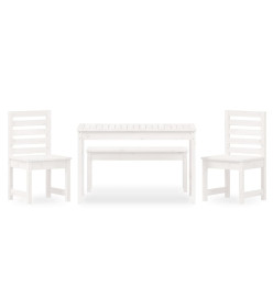 Ensemble à dîner de jardin 4 pcs blanc bois massif de pin