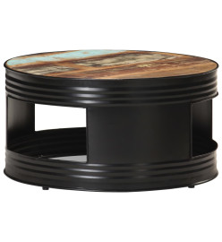 Table basse Noir 68x68x36 cm Bois de récupération massif