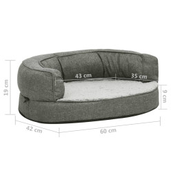 Matelas de lit ergonomique de chien 60x42 cm Polaire aspect lin