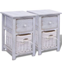 Table de chevet 2 pcs Bois Blanc