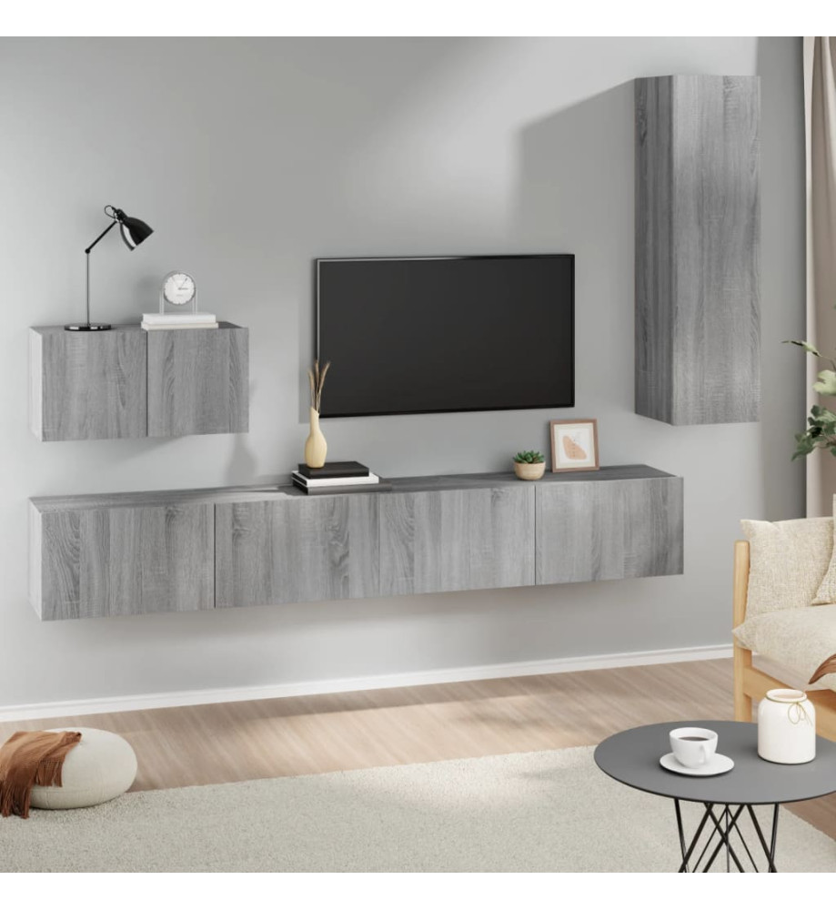 Ensemble de meubles TV 4 pcs Sonoma gris Bois d'ingénierie