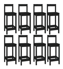 Ensemble de bar 9 pcs Noir Bois de pin massif