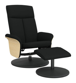 Fauteuil inclinable avec repose-pied noir tissu