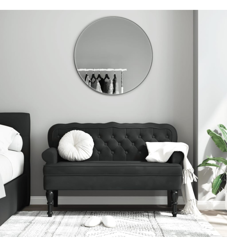 Banc avec dossier noir 119,5x64,5x75 cm velours