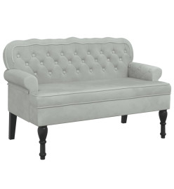 Banc avec dossier gris clair 119,5x64,5x75 cm velours