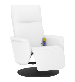 Fauteuil inclinable de massage repose-pieds blanc similicuir