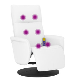 Fauteuil inclinable de massage repose-pieds blanc similicuir