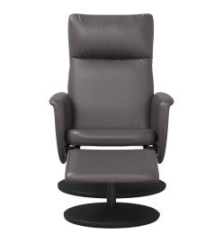 Fauteuil inclinable avec repose-pied gris similicuir