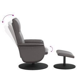 Fauteuil inclinable avec repose-pied gris similicuir