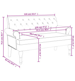 Banc avec dossier marron foncé 120x62x75,5 cm tissu