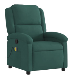 Fauteuil de massage inclinable vert foncé velours