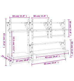 Ensemble d'étagères murales avec barres 4 pcs chêne fumé