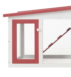 Clapier large d'extérieur Rouge et blanc 204x45x85 cm Bois