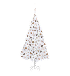 Arbre de Noël artificiel pré-éclairé et boules blanc 240 cm